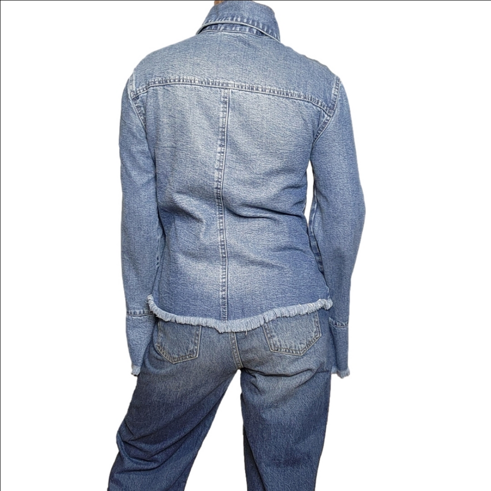 Shirt Jacket Denim Blue Vintage Collared fitted EVE BARE GI… - Picture 5 of 16